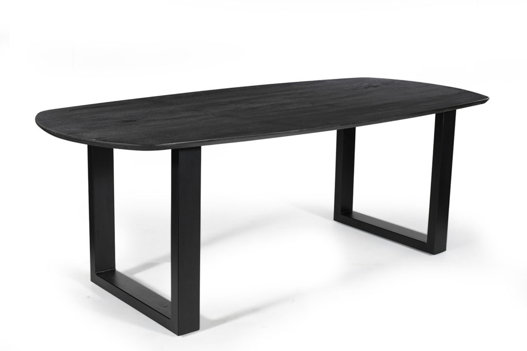 Tafel 'Tommy' 220x100 cm Deens Ovaal U-Poot Mango hout Zwart - Afbeelding 8