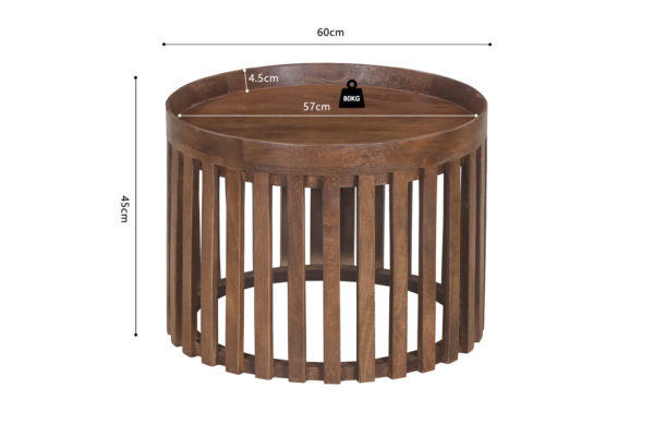 Salontafel 'Noah' 2-delig Rond Mango hout Lichtbruin (1c) - Afbeelding 8