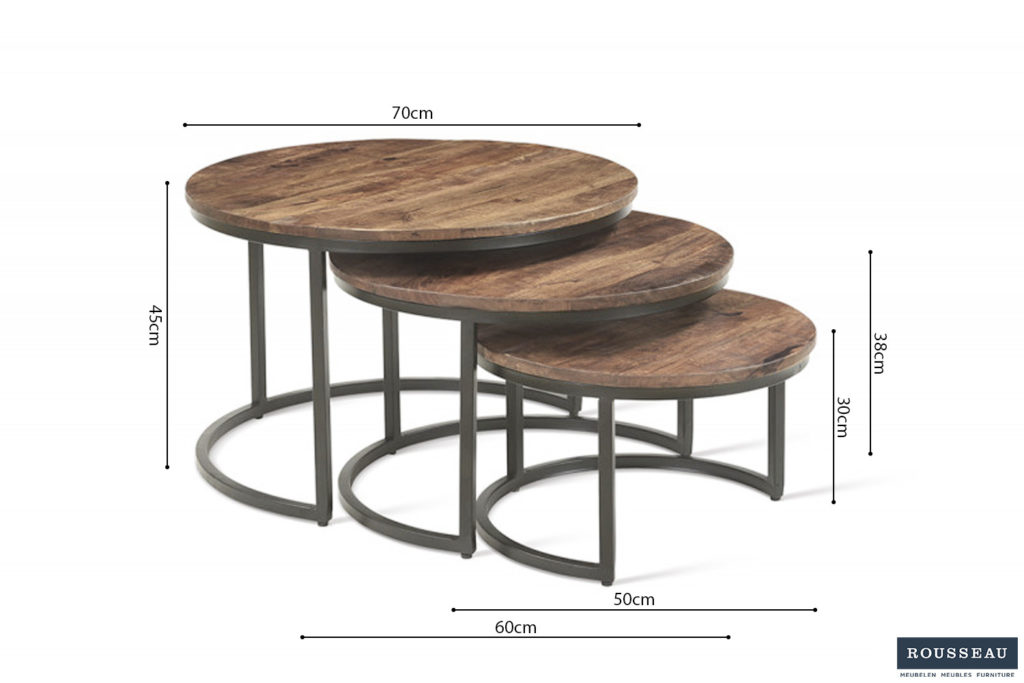 Salontafel 'Arnod' 3-delig Mango hout (1c) - Afbeelding 9
