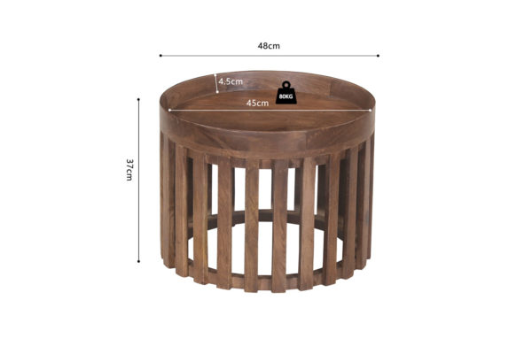 Salontafel 'Noah' 2-delig Rond Mango hout Lichtbruin (1c) - Afbeelding 9