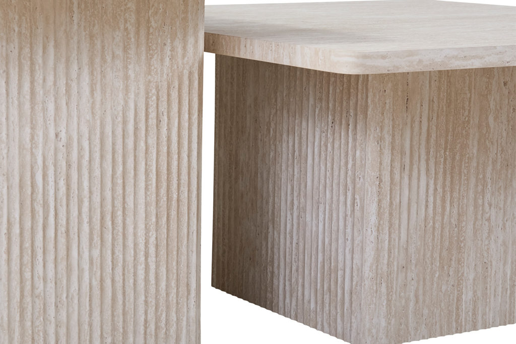 Set van 2 Salontafels 'Bobby' Decor travertin Beige - Afbeelding 9