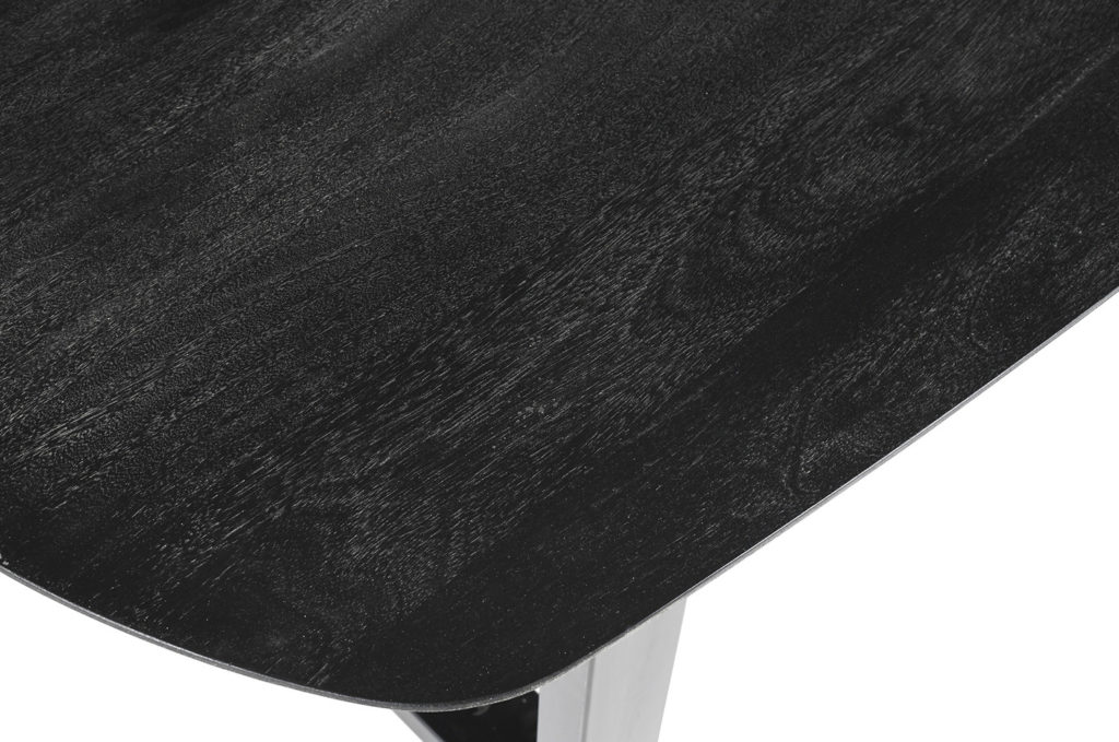 Tafel 'Tommy' 220x100 cm Deens Ovaal U-Poot Mango hout Zwart - Afbeelding 10