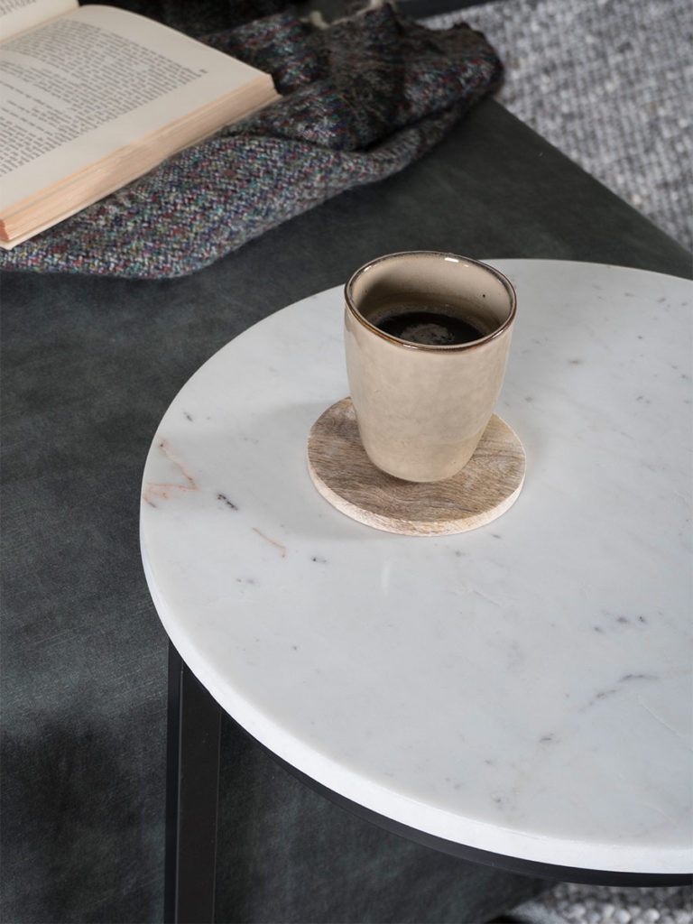 Laptoptafel Mitch Marmer Rond - Wit/Zwart - Afbeelding 3