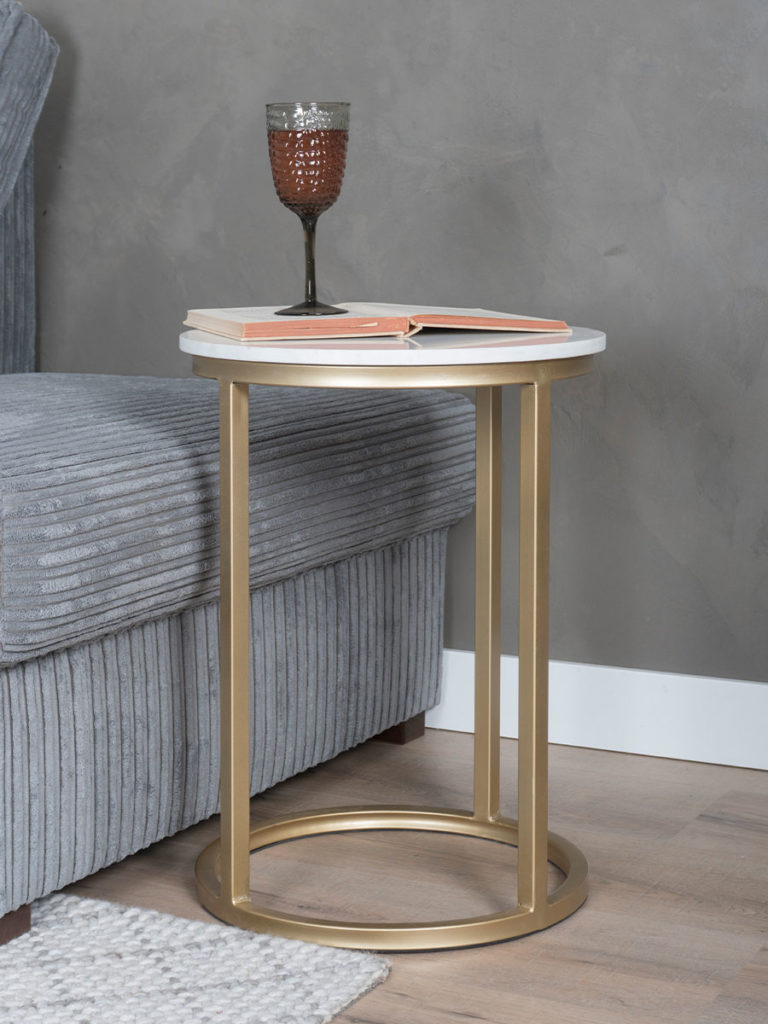Laptoptafel Mitch Marmer Rond - Wit/Goud - Afbeelding 2