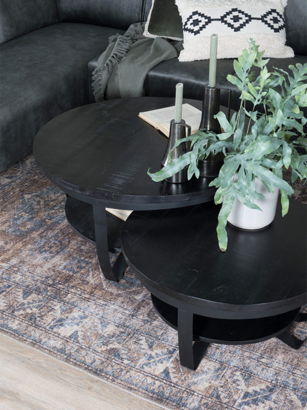 Salontafel Cilamon - 90 cm - Zwart blad - Zwart onderstel - Afbeelding 2
