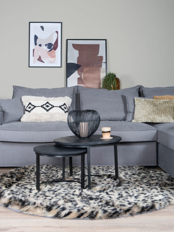 Vloerkleed Donsie Black/Brown Rond ø160 cm - Afbeelding 2