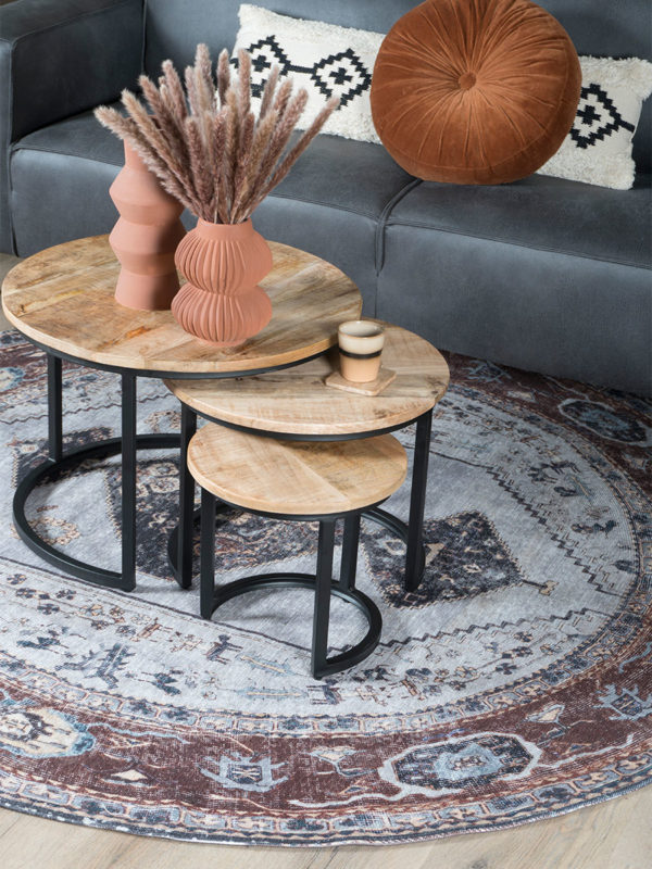 Vloerkleed Karaca Antraciet/Brown 09 Rond ø120 cm - Afbeelding 3