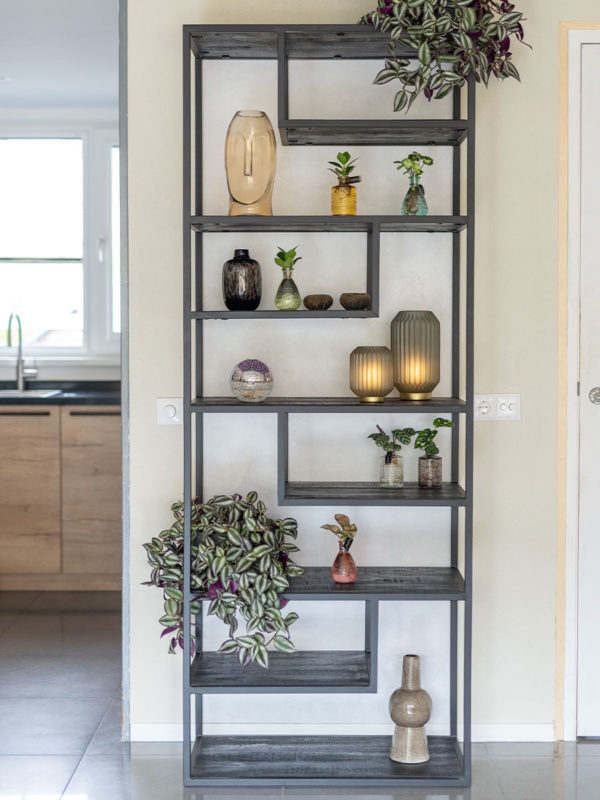 Vakkenkast Huub Zwart Mangohout 210 x 80 cm - Roomdivider - Afbeelding 2