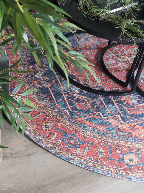 Vloerkleed Heris Red 01 Rond ø160 cm - Afbeelding 5