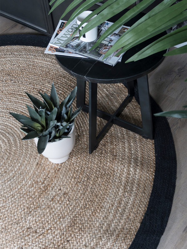 Vloerkleed Jute Rond Naturel/Zwart ø120 cm - Afbeelding 2