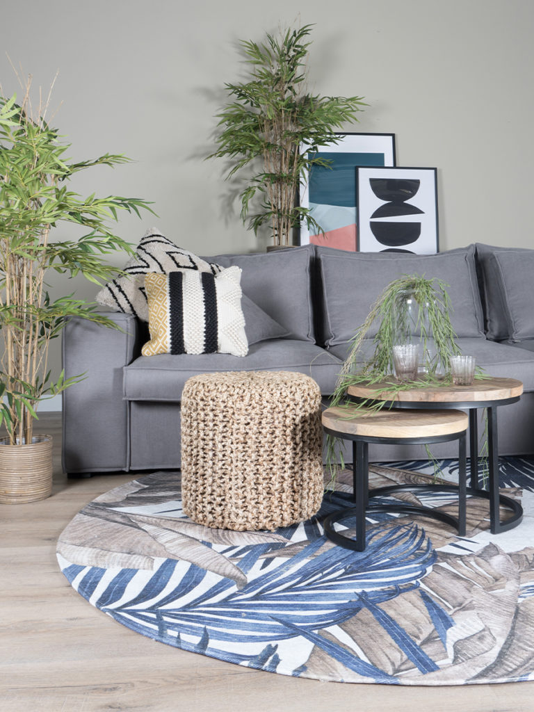 Vloerkleed Palm Blue Rond ø120 cm - Afbeelding 4