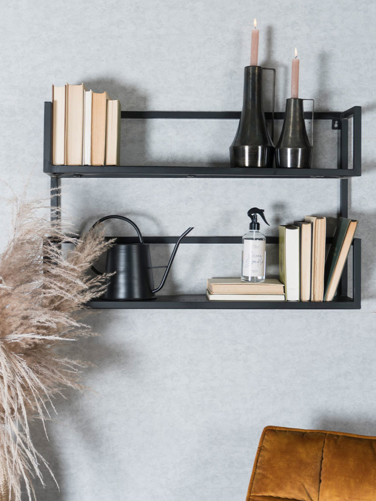 Wandplank Vintage Zwart Mangohout - Duo - Afbeelding 2