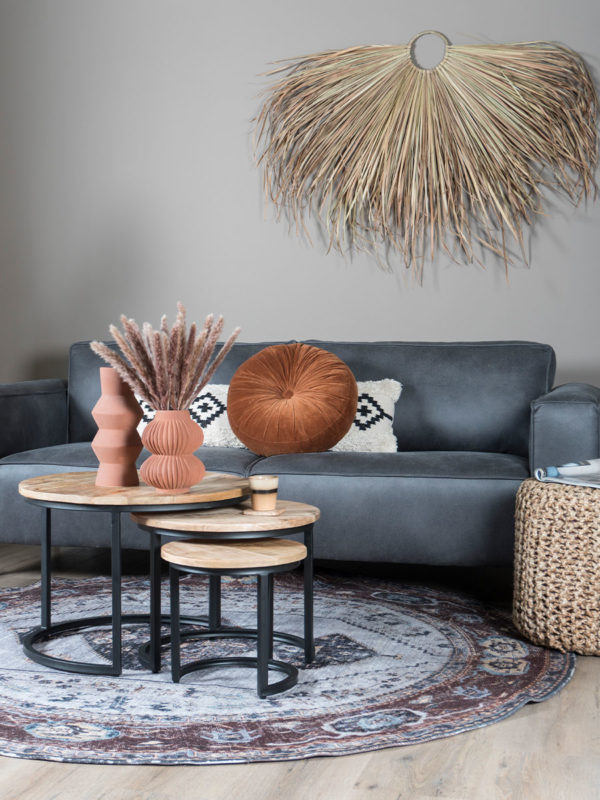 Vloerkleed Karaca Antraciet/Brown 09 Rond ø120 cm - Afbeelding 2