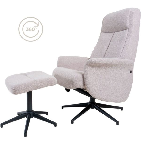 Relaxfauteuil Bindy + Hocker - Bouclé - Naturel - Afbeelding 2