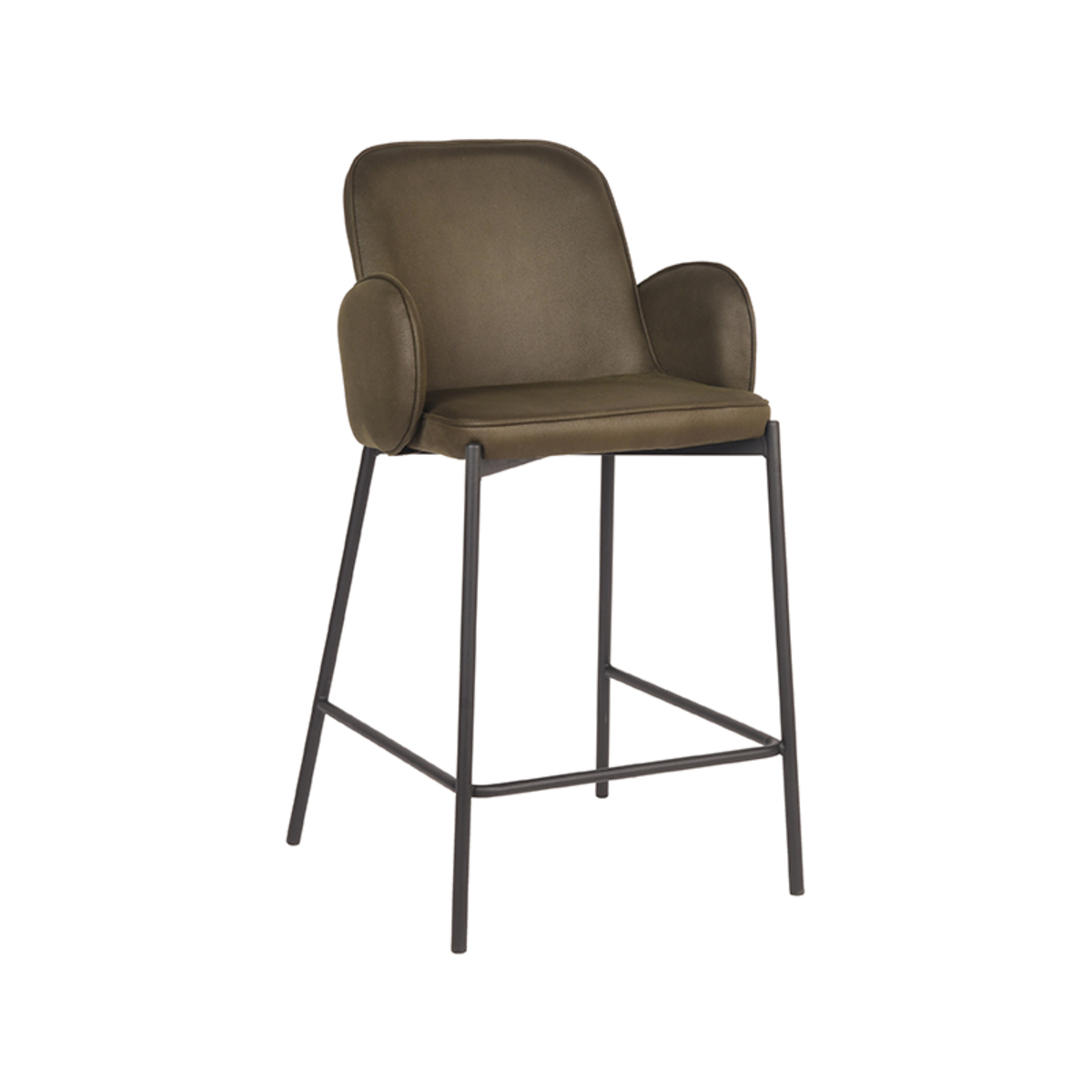 Het Steigerhouthuis D-MAXX Barkruk Jari - Army green - Microfiber - Zithoogte 65