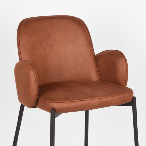 D-MAXX Barkruk Jari - Cognac - Microfiber - Zithoogte 65 - Afbeelding 6