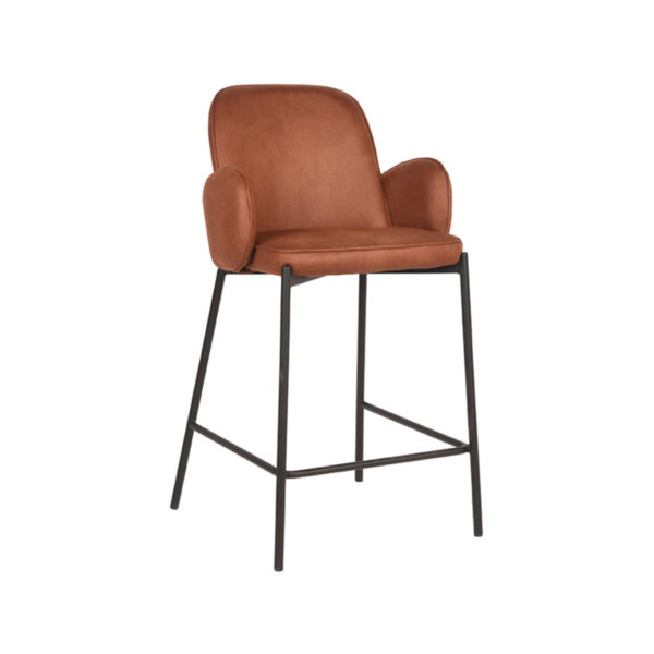 D-MAXX Barkruk Jari - Cognac - Microfiber - Zithoogte 65 - Afbeelding 2