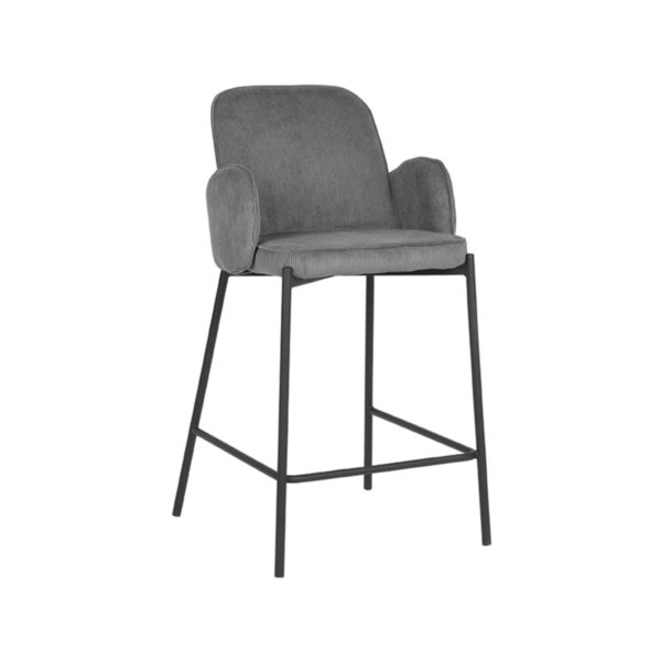D-MAXX Barkruk Jari - Donkergrijs - Ribcord - Zithoogte 65 - Afbeelding 2
