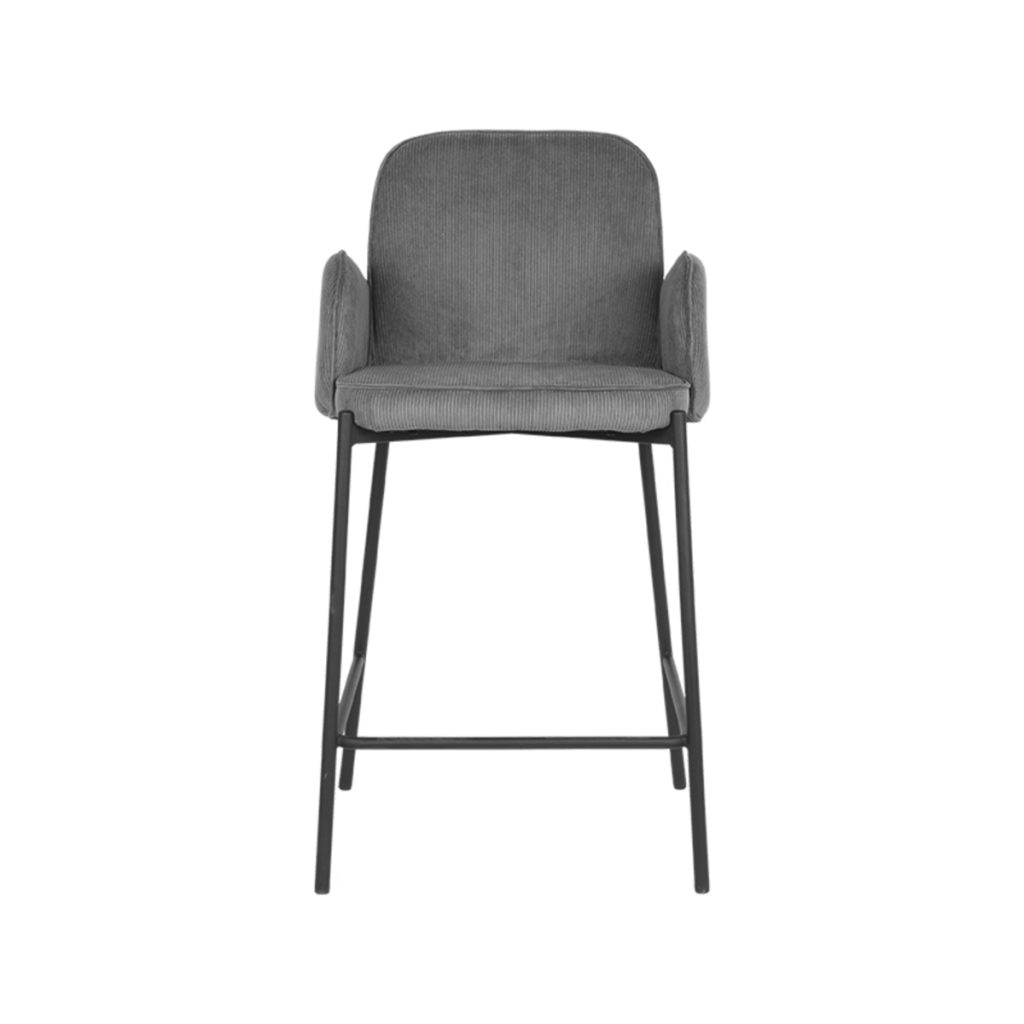 D-MAXX Barkruk Jari - Donkergrijs - Ribcord - Zithoogte 65 - Afbeelding 3