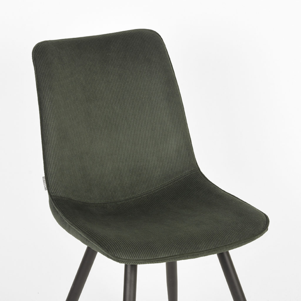 LABEL51 Eetkamerstoel Jort - Army green - Ribcord - Black Frame - Afbeelding 5