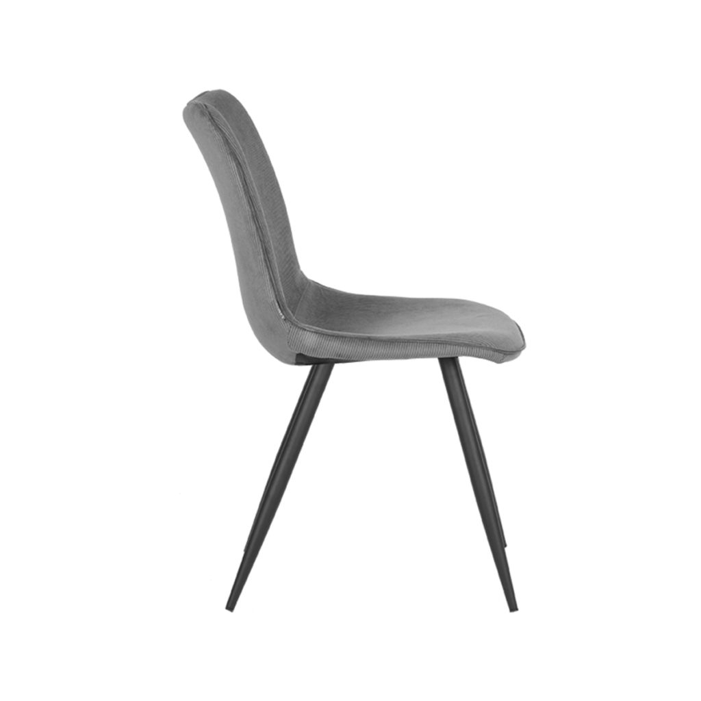 LABEL51 Eetkamerstoel Jort - Donkergrijs - Ribcord - Black Frame - Afbeelding 3