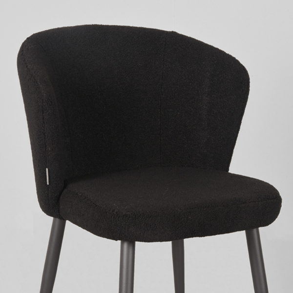LABEL51 Eetkamerstoel Whirl - Zwart - Teddy - Black Frame - Afbeelding 5