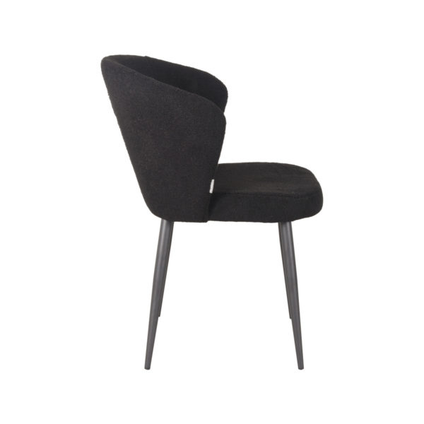 LABEL51 Eetkamerstoel Whirl - Zwart - Teddy - Black Frame - Afbeelding 3