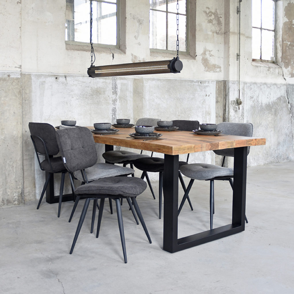 LABEL51 Eetkamerstoel Lux - Zinc - Weave - Black Frame - Afbeelding 6