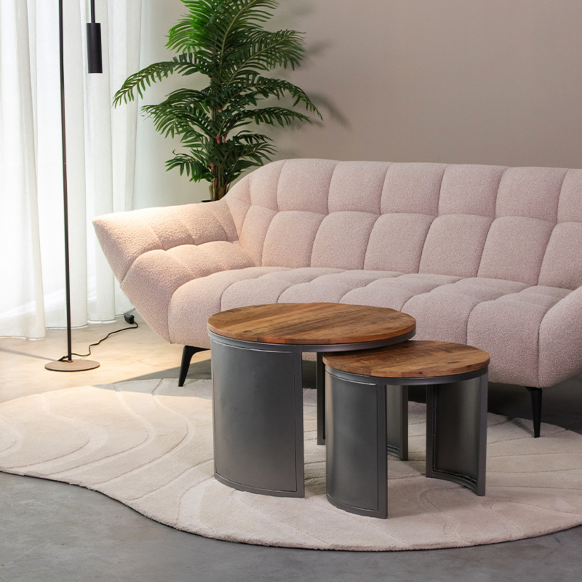 Het Steigerhouthuis D-MAXX Salontafel Set Bunch - Rough - Mangohout - 60 cm - Rond