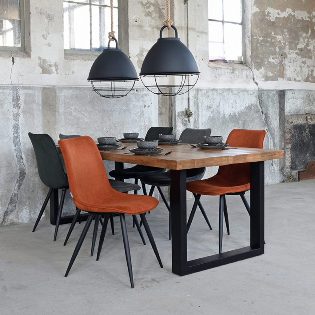 LABEL51 Eetkamerstoel Jort - Donkergrijs - Ribcord - Black Frame - Afbeelding 6