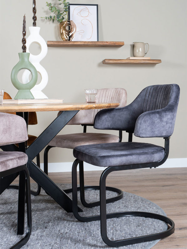 Eetkamerstoel Fox Antraciet 01 - Vintage Velvet - Afbeelding 4