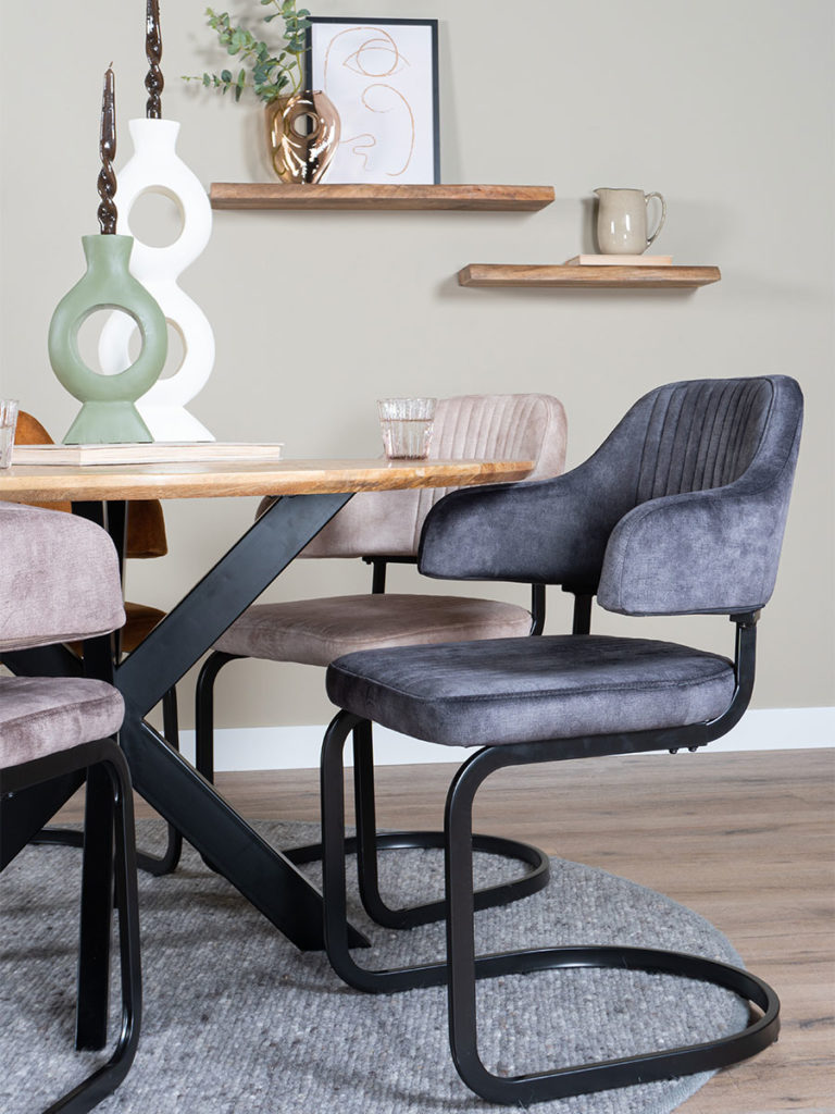 Eetkamerstoel Fox Antraciet 01 - Vintage Velvet - Afbeelding 4