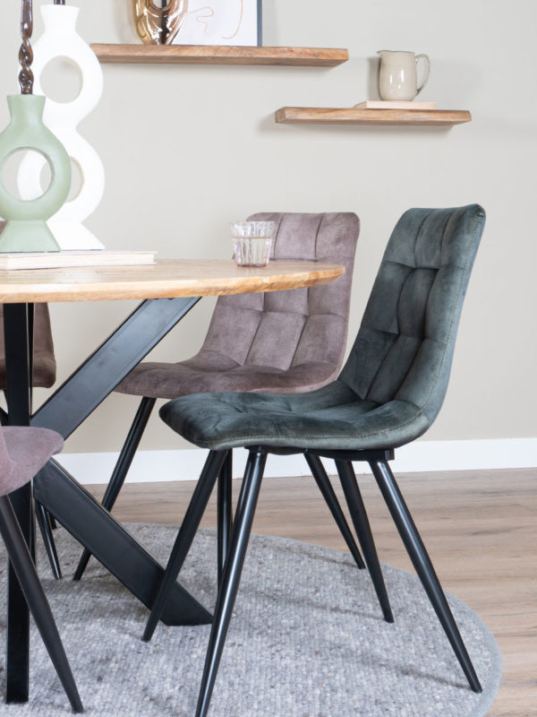 Eetkamerstoel Galgary Army Green 21 - Vintage Velvet - Afbeelding 4