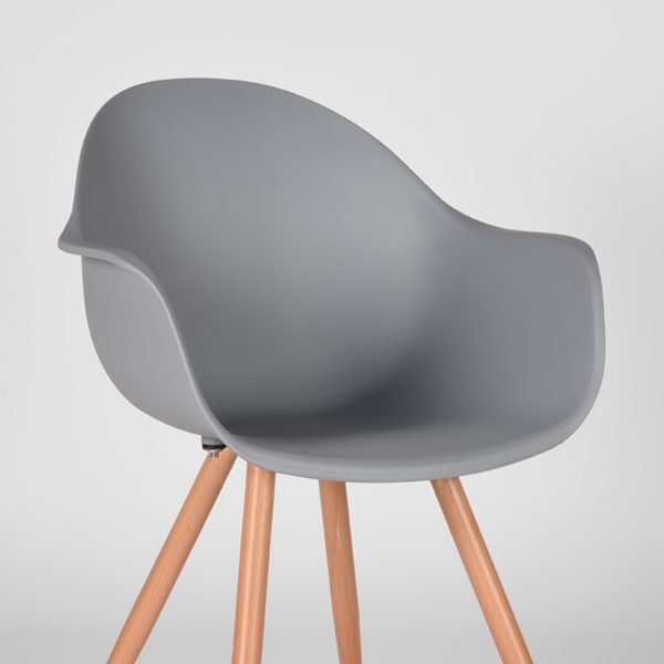 LABEL51 Eetkamerstoel Parma - Grijs - Kunststof - Oak Metal Woodcover - Afbeelding 6