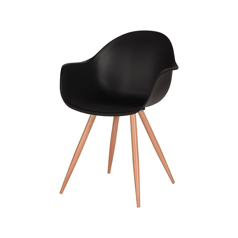 LABEL51 Eetkamerstoel Parma - Zwart - Kunststof - Oak Metal Woodcover - Afbeelding 2