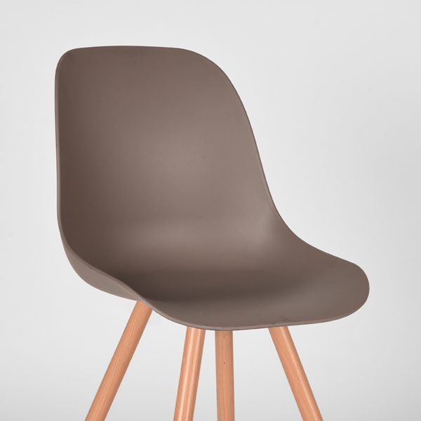 LABEL51 Eetkamerstoel Rimini - Coffee - Kunststof - Oak Metal Woodcover - Afbeelding 6
