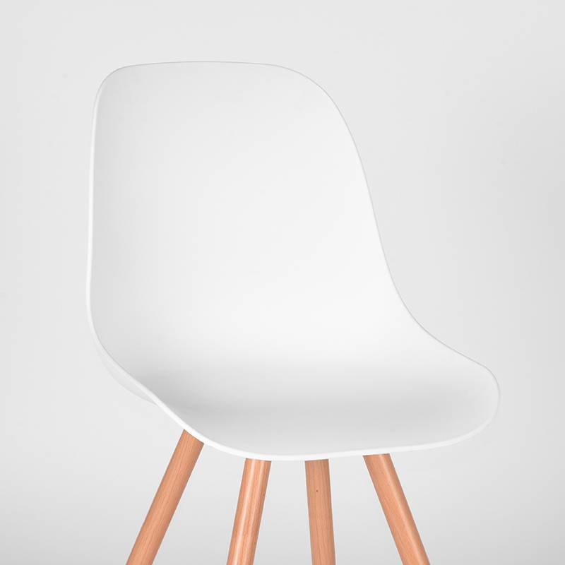 LABEL51 Eetkamerstoel Rimini - Wit - Kunststof - Oak Metal Woodcover - Afbeelding 6