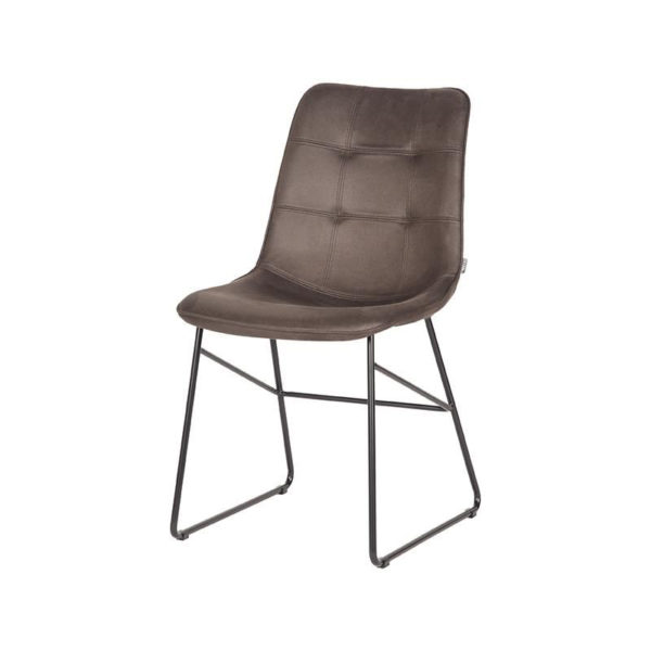 LABEL51 Eetkamerstoel Slim - Antraciet - Microfiber - Black Frame - Afbeelding 2
