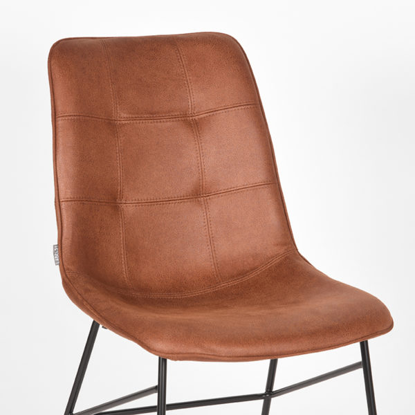 LABEL51 Eetkamerstoel Slim - Cognac - Microfiber - Black Frame - Afbeelding 6
