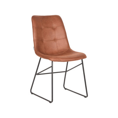 LABEL51 Eetkamerstoel Slim - Cognac - Microfiber - Black Frame