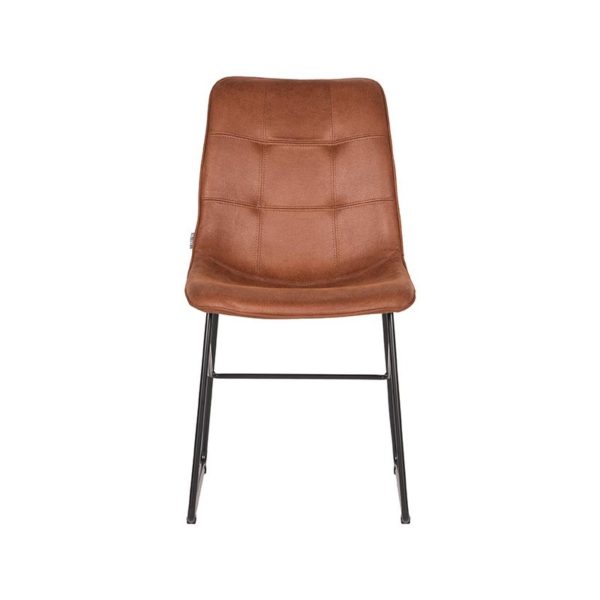 LABEL51 Eetkamerstoel Slim - Cognac - Microfiber - Black Frame - Afbeelding 3