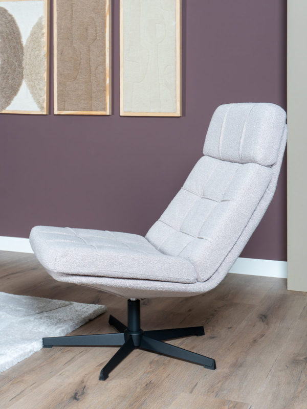 Fauteuil Aiden + Hocker - Bouclé - Naturel - Afbeelding 3