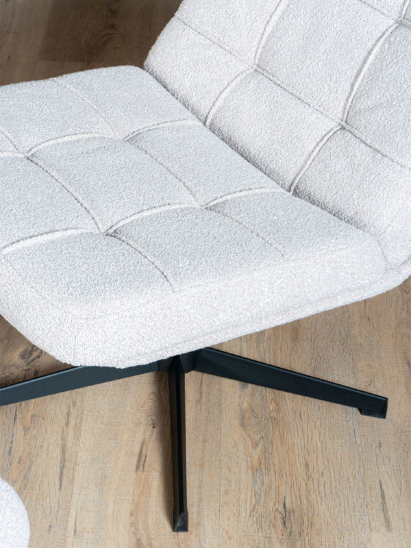 Fauteuil Aiden + Hocker - Bouclé - Naturel - Afbeelding 5