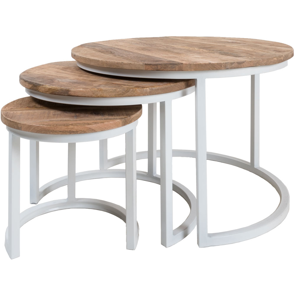 Het Steigerhouthuis Salontafel Set van 3 - Industriële Salontafelset Erjan - Wit