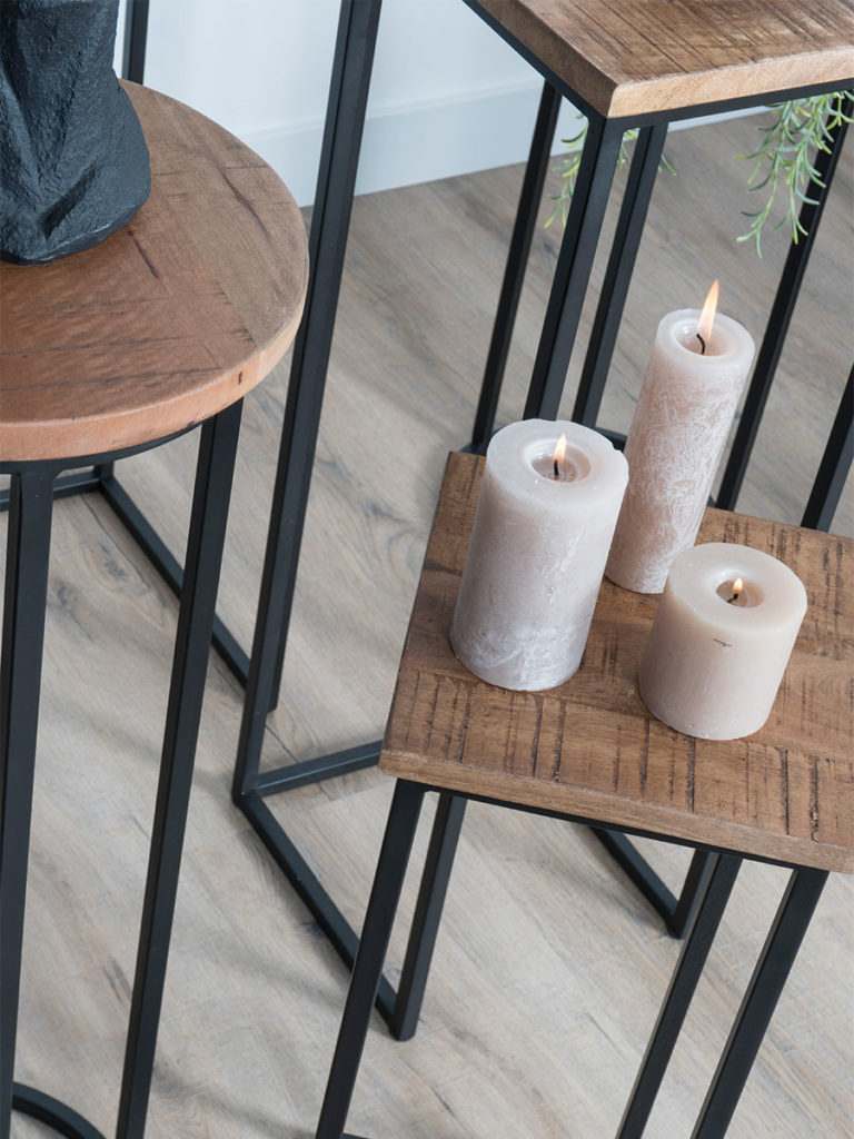 Plantentafels Sam Vierkant - Set van 3 - Bruin Mangohout - Afbeelding 4