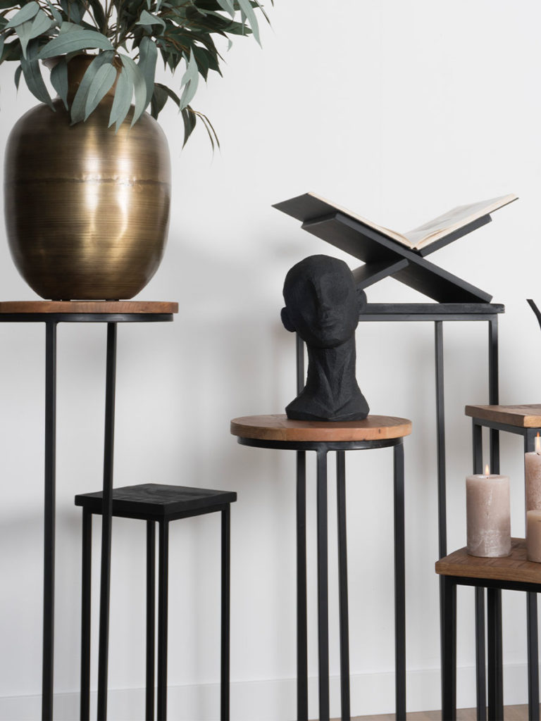 Plantentafels Sam Rond - Set van 3 - Zwart Mangohout - Afbeelding 2