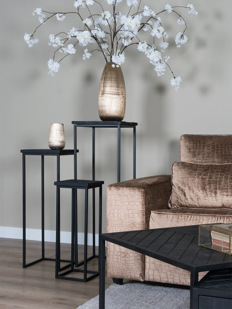 Plantentafels Sam Vierkant - Set van 3 - Zwart Mangohout - Afbeelding 2