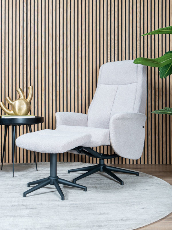 Relaxfauteuil Bindy + Hocker - Bouclé - Naturel - Afbeelding 3