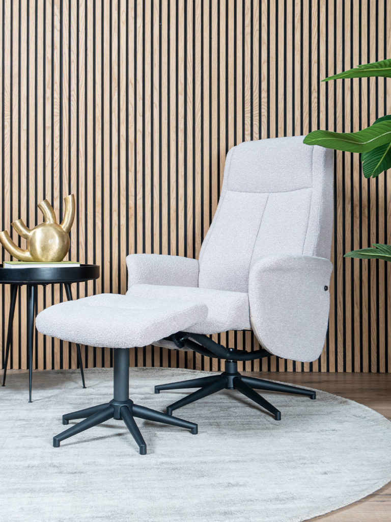 Relaxfauteuil Bindy + Hocker - Bouclé - Naturel - Afbeelding 3