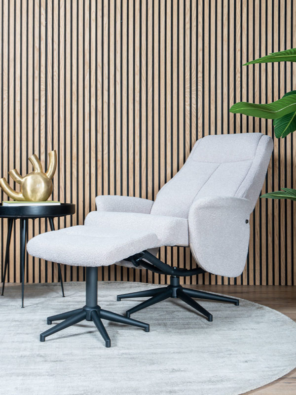 Relaxfauteuil Bindy + Hocker - Bouclé - Naturel - Afbeelding 4